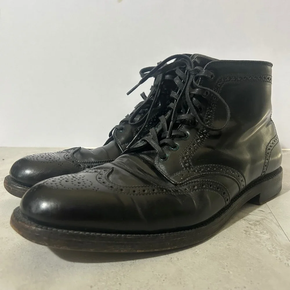 Alden x J Crew Wingtip Boots Black Leather Mens 11 B/D 44695 Made in USA
